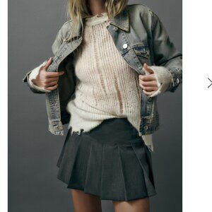 NWT ZARA PLEATED SKORT DARK GRAY